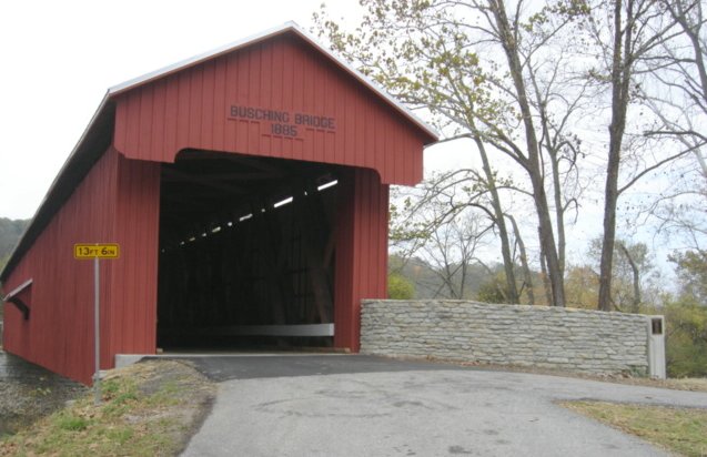 Portal end of the Busching bridge near Versailles, Indiana